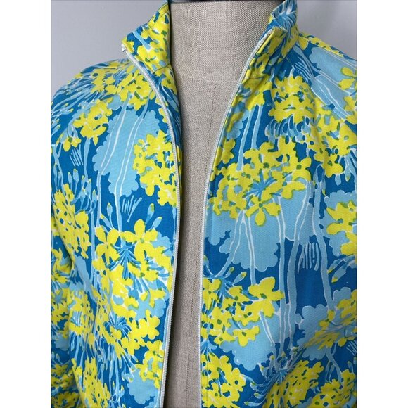 Vintage 1960’s 1970’s The Lilly Pulitzer Zip Up Jacket Sz S Blue Yellow Floral - Picture 4 of 8
